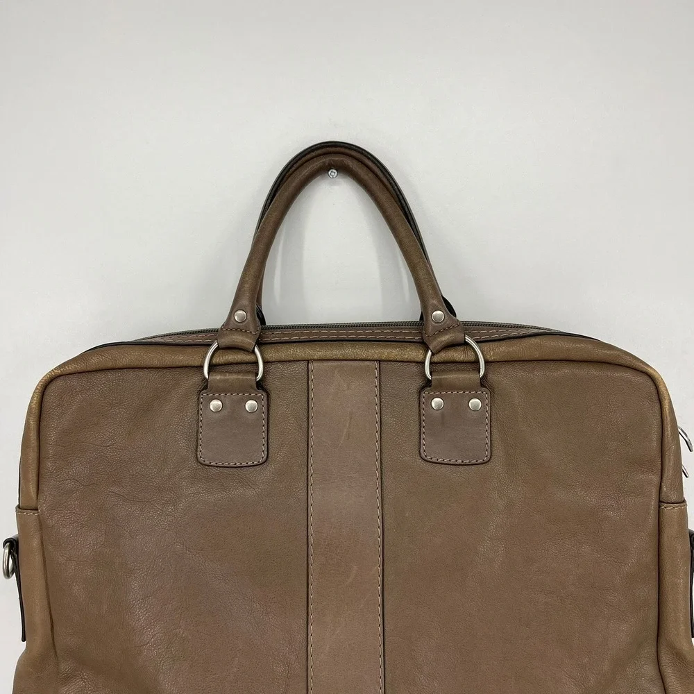 Banana Republic Brown Cow Leather Briefcase Laptop Bag 100% Leather